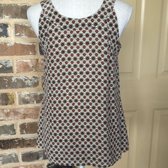 Vintage Harold’s 100% Silk Dotted Paisley Halter Tank Top Cream Tan Red Sz S - Picture 5 of 13